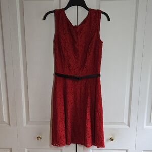 White House Black Market Red Sheath Mini Dress V-Neck Sleeveless